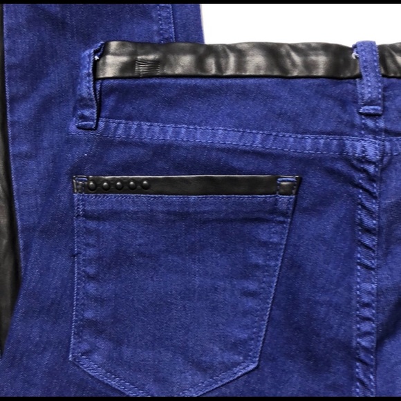 Blank NYC Straight Leg Jeans Leather Trim Detail 28 - Picture 3 of 5